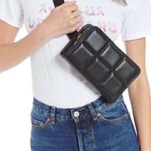 Amanda Uprichard Quilted Vegan Leather Black Belt Bag